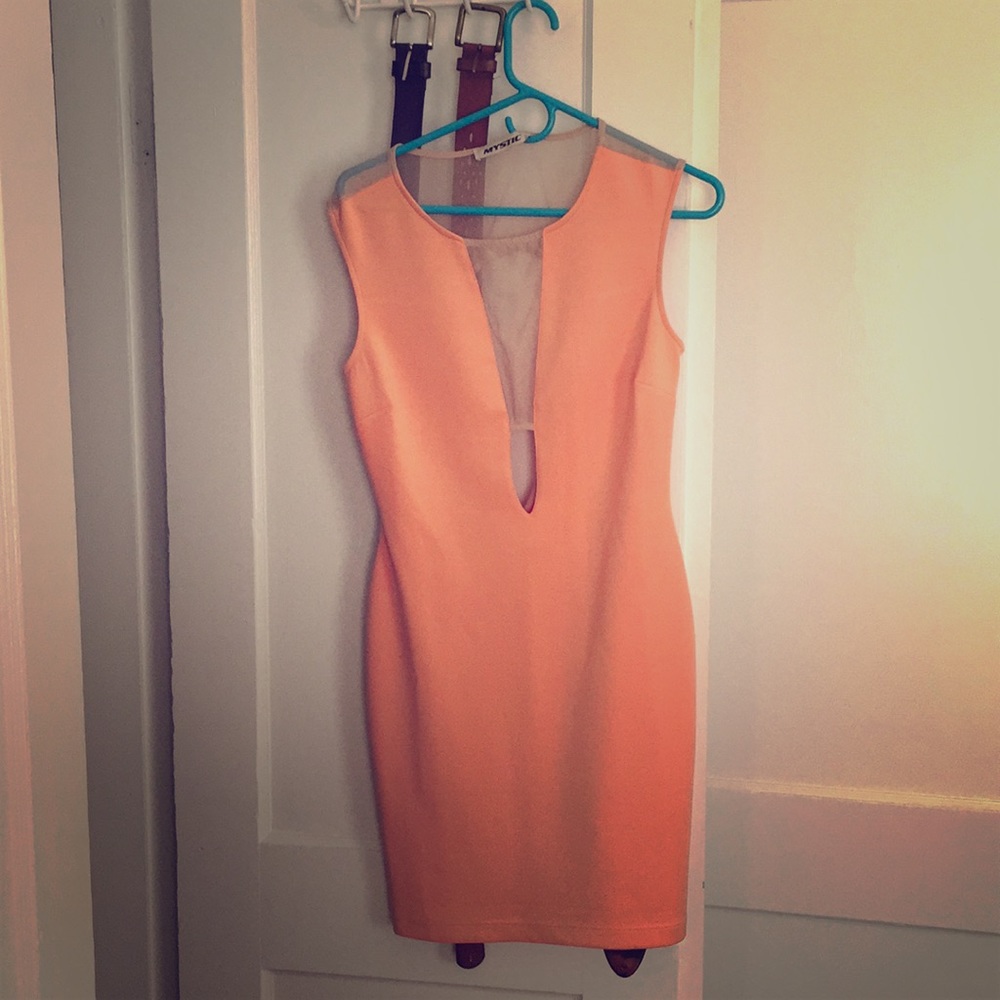 Large Stefani Deep V-neck bodycon dress.